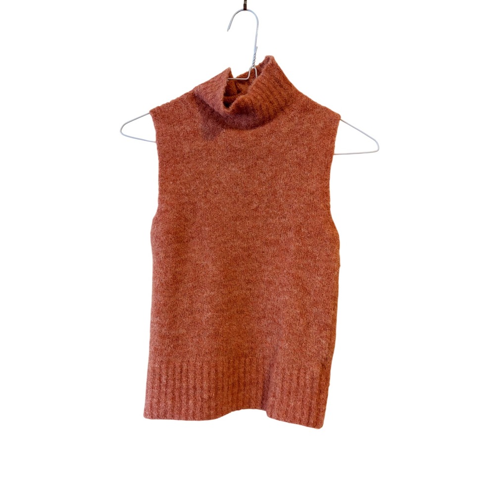 Pants Store Womens Mock Neck Sleeveless Sweater Burnt Orange Rust Size M